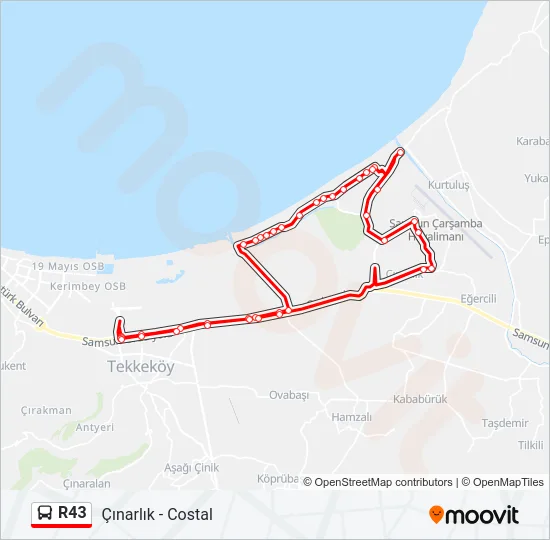 R43 Bus Line Map
