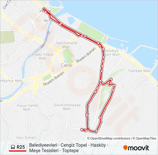 R25 Bus Line Map