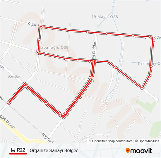 R22 Bus Line Map