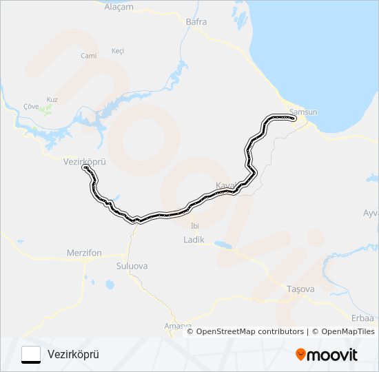 SAMSUN-VEZIRKÖPRÜ (ÖHO) otobüs Hattı Haritası