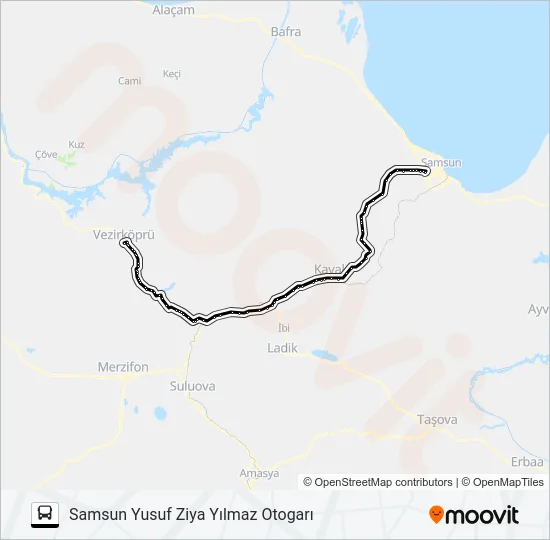 SAMSUN-VEZIRKÖPRÜ (ÖHO) Bus Line Map