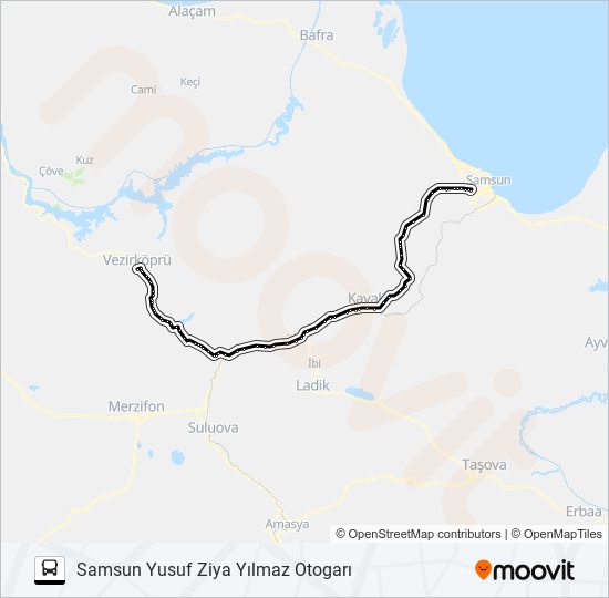 SAMSUN-VEZIRKÖPRÜ (ÖHO) otobüs Hattı Haritası