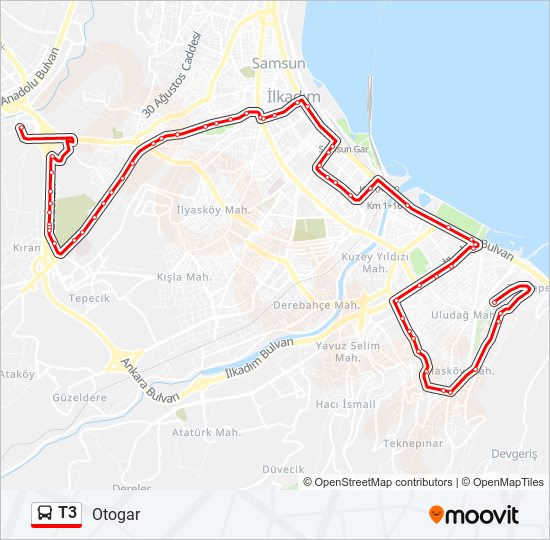 T3 bus Line Map