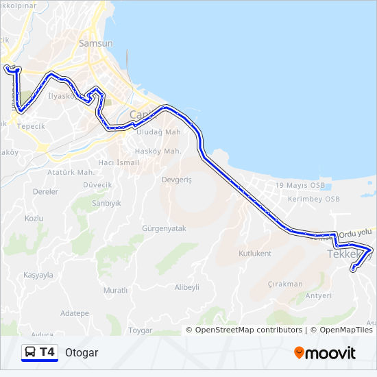 t4 route schedules stops maps otogar