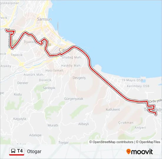 T4 Bus Line Map