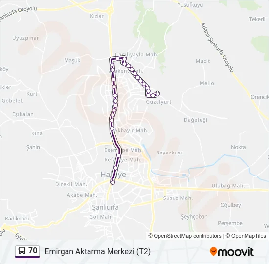 70 Bus Line Map