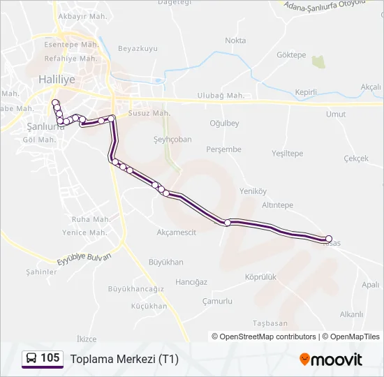 105 Bus Line Map
