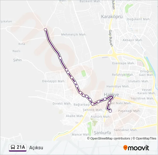 21A Bus Line Map