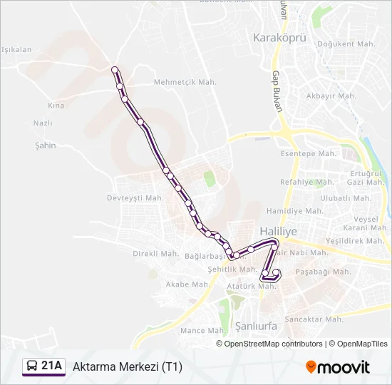 21A Bus Line Map
