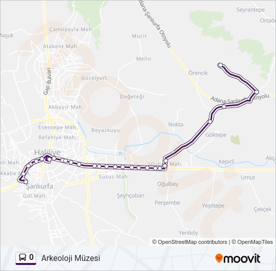 0 otobüs Hattı Haritası