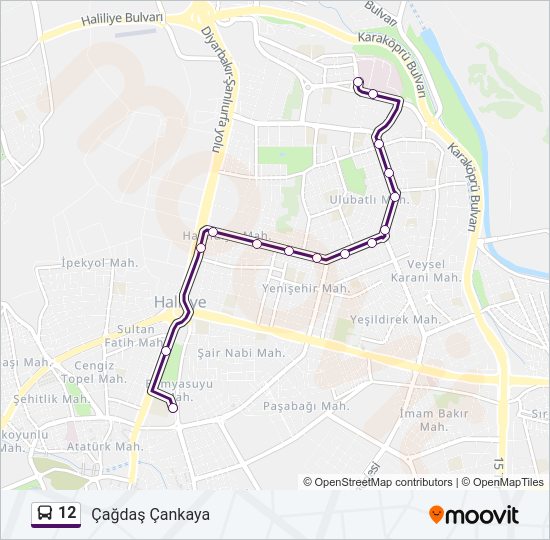 12 otobüs Hattı Haritası