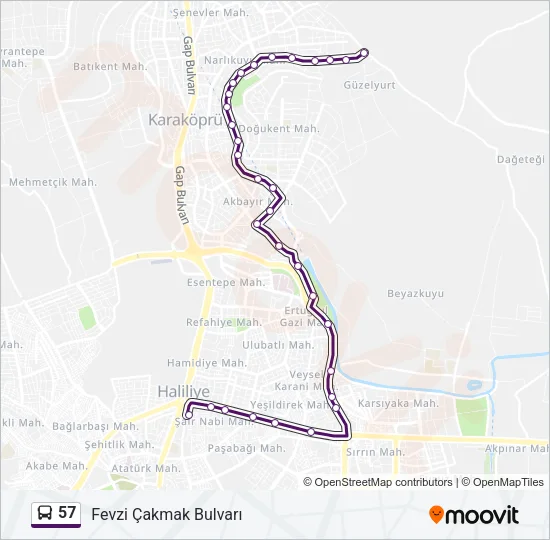 57 Bus Line Map