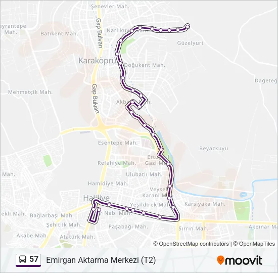 57 Bus Line Map
