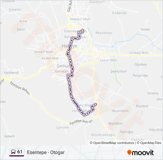 61 Bus Line Map