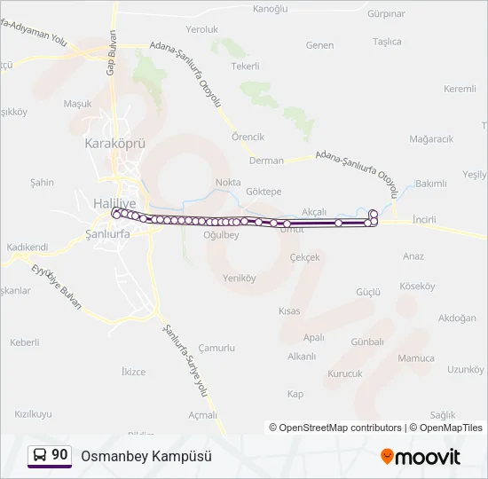 90 Bus Line Map