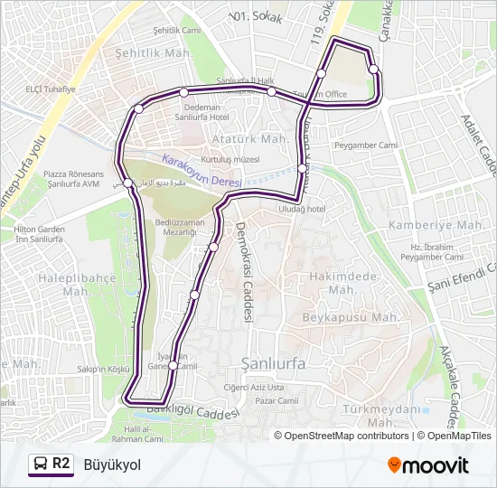 R2 Bus Line Map
