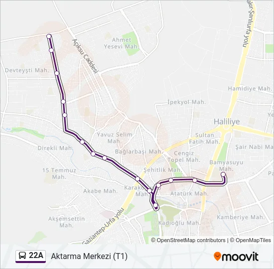 22A Bus Line Map