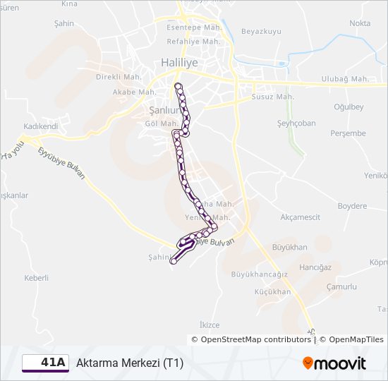 41A otobüs Hattı Haritası