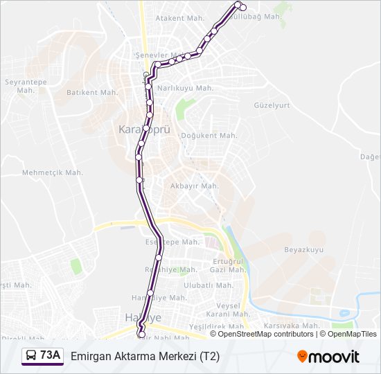 73A bus Line Map