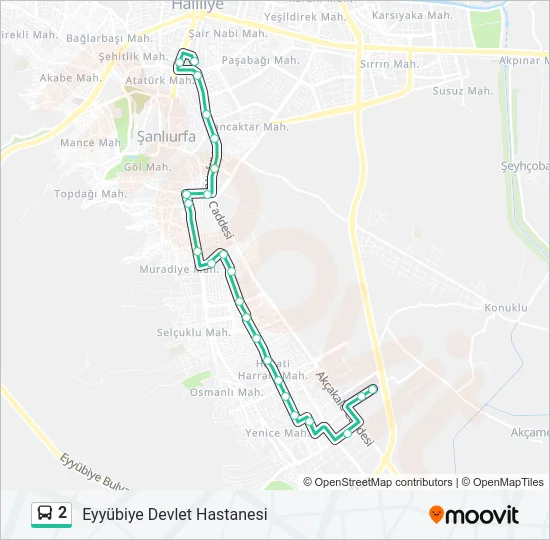 2 otobüs Hattı Haritası