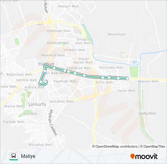 SIRRIN - MALIYE otobüs Hattı Haritası