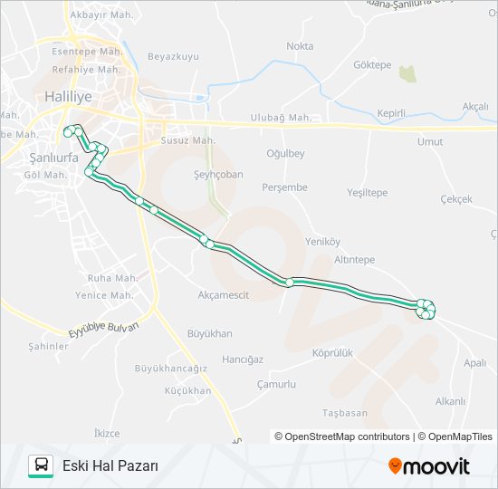 KISAS - ESKI HAL otobüs Hattı Haritası