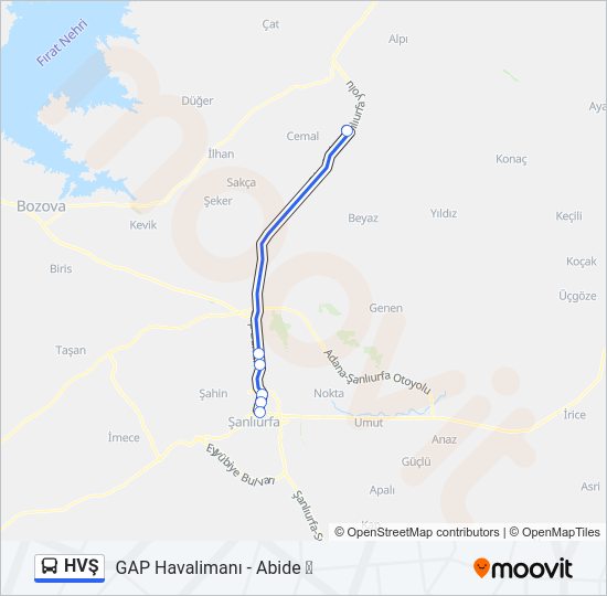 HVŞ otobüs Hattı Haritası