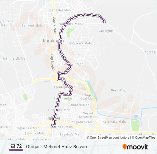 72 Bus Line Map