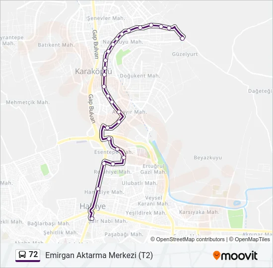 72 Bus Line Map