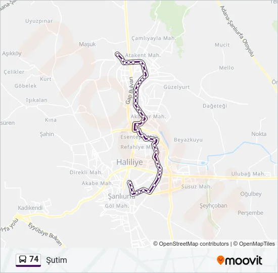 74 Bus Line Map