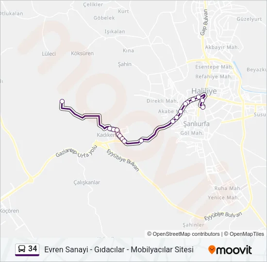 34 Bus Line Map