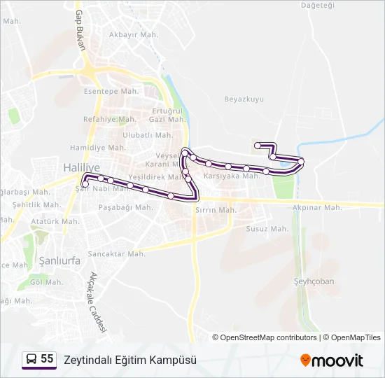 55 Bus Line Map