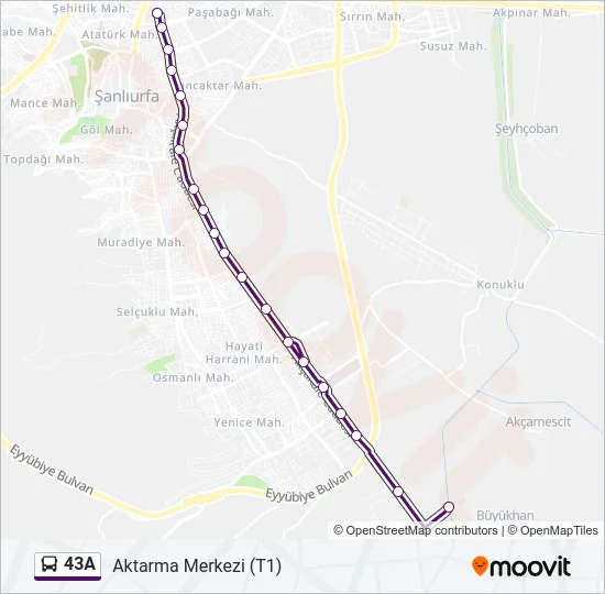 43A Bus Line Map