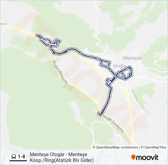 1-8 Bus Line Map