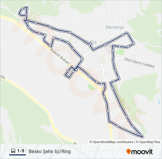 1-9 Bus Line Map