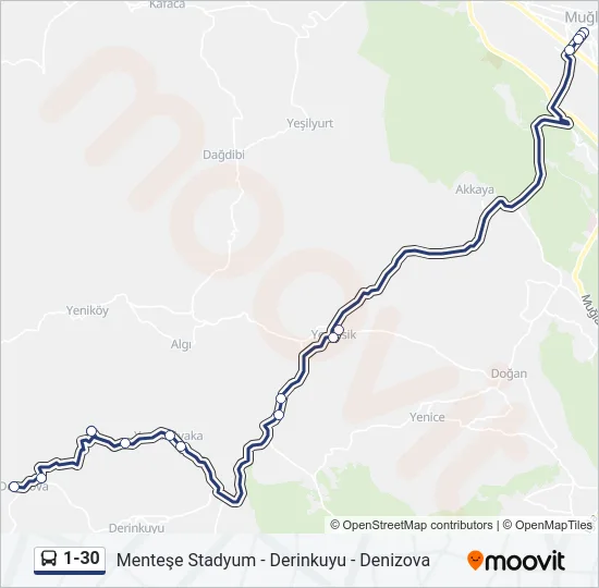 1-30 Bus Line Map
