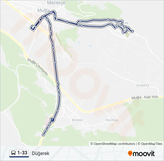 1-33 Bus Line Map