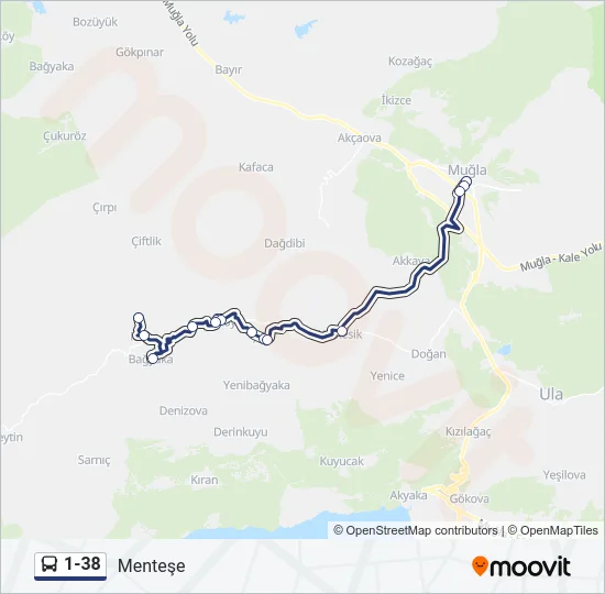1-38 Bus Line Map
