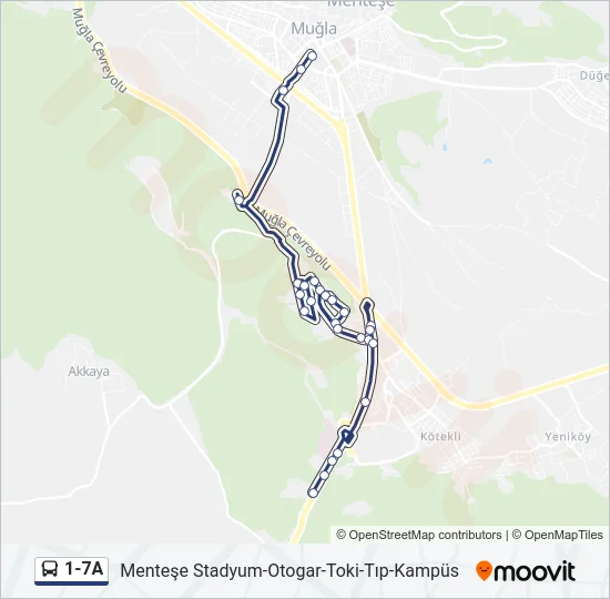 1-7A Bus Line Map