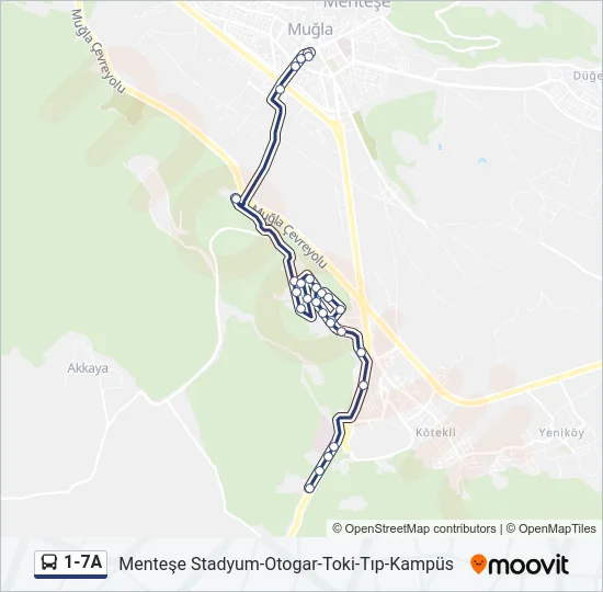 1-7A Bus Line Map