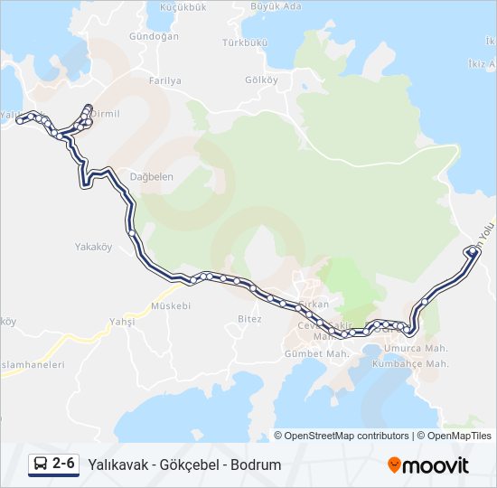 2-6 otobüs Hattı Haritası