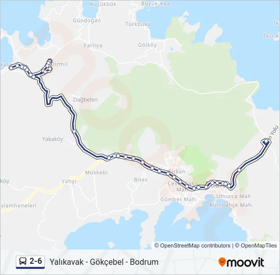 2-6 otobüs Hattı Haritası