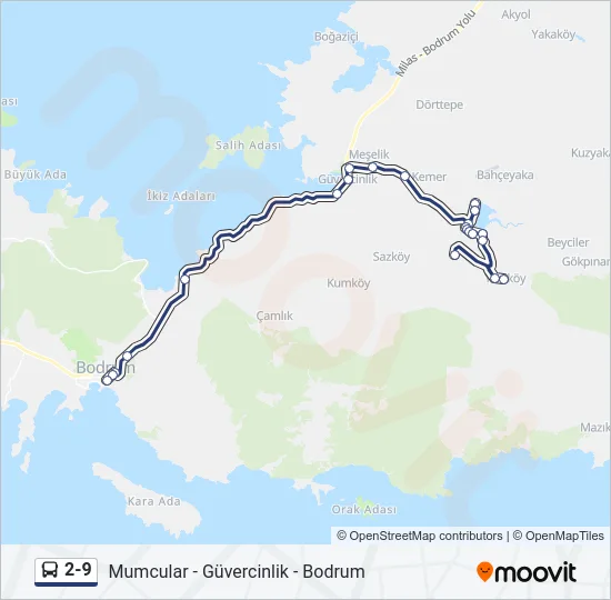 2-9 Bus Line Map