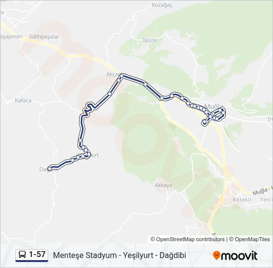 1-57 Bus Line Map