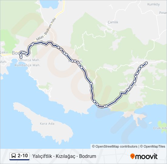 2-10 otobüs Hattı Haritası