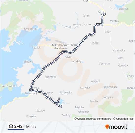 2-42 otobüs Hattı Haritası