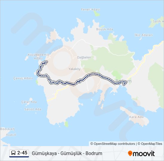 2-45 otobüs Hattı Haritası