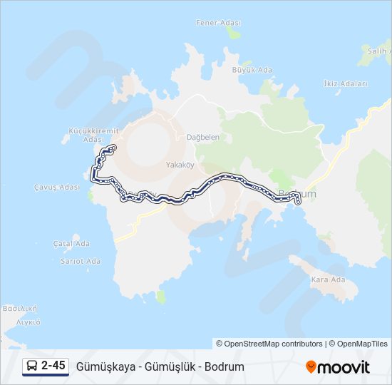 2-45 otobüs Hattı Haritası
