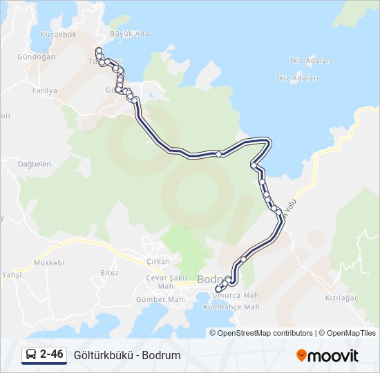 2-46 otobüs Hattı Haritası