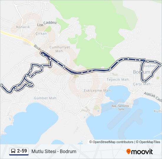 2-59 otobüs Hattı Haritası